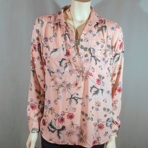 Ann Taylor Pink. Floral Blouse Top size small